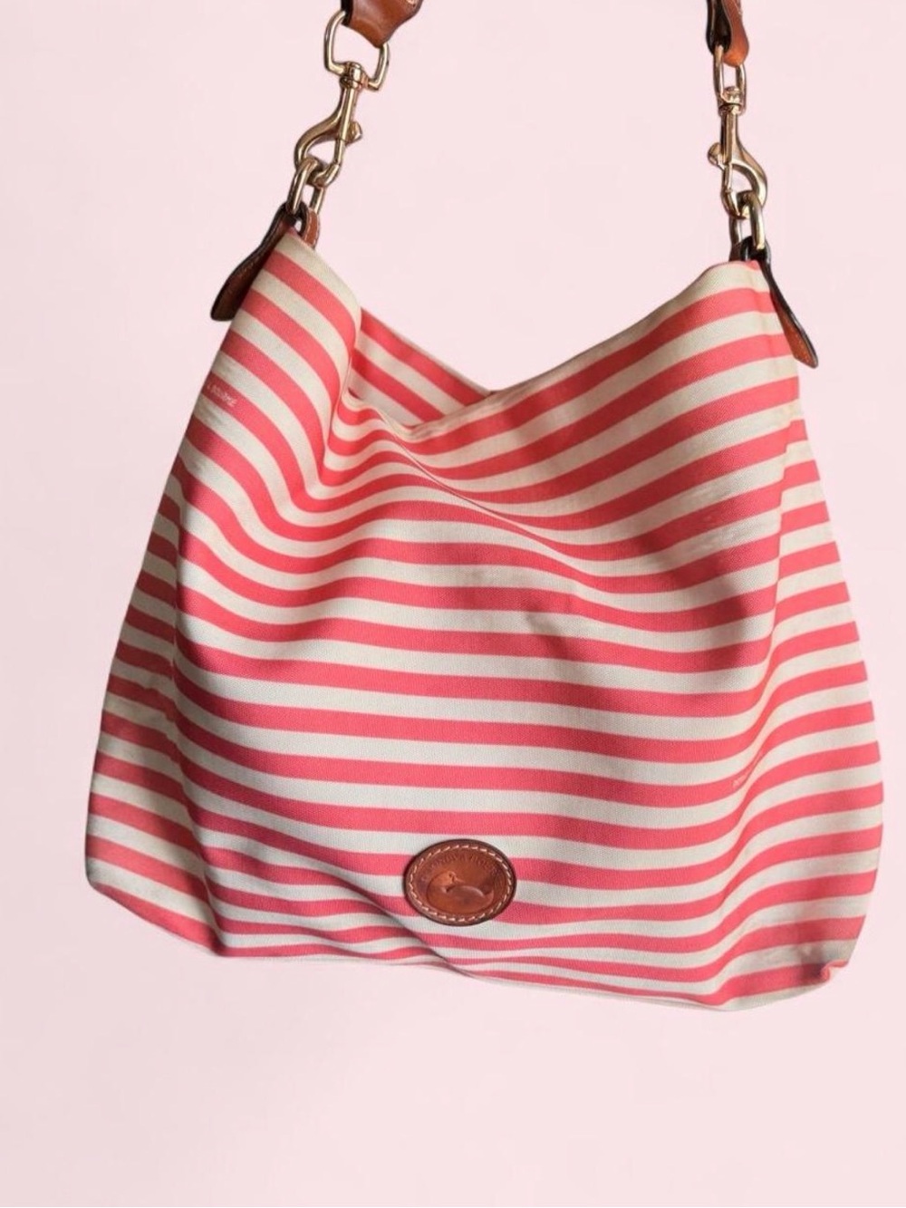Dooney & Bourke Pink and Cream Striped Shoulder Bag